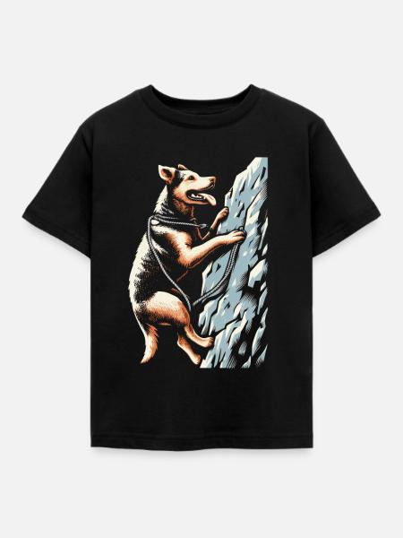 Klettersport und Hund - Kinder T-Shirt - Schwarz