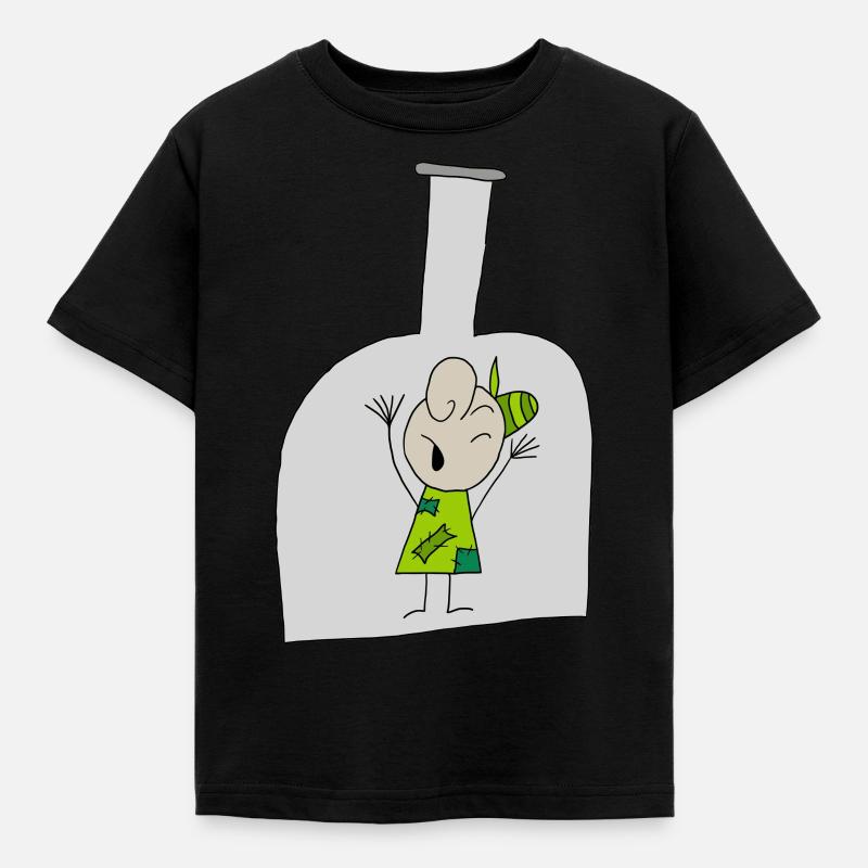 Junge in der Flasche - Kinder T-Shirt - Schwarz