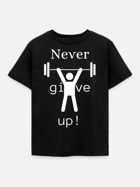 Never give up - Kinder T-Shirt - Schwarz