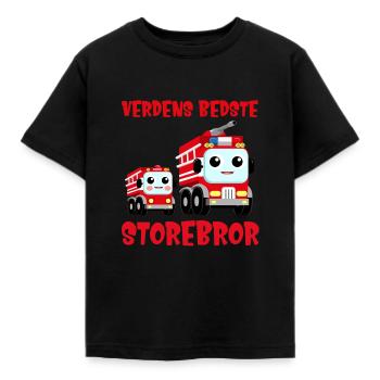 Verdens bedste storebror bror brandmand brandbil - Børne-T-shirt - sort - Foran - AI Model Kid Female (0cm)