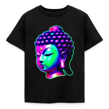 Buddha head in chakra colors - Kids' T-Shirt - black - Front - AI Model Kid Female (0cm)
