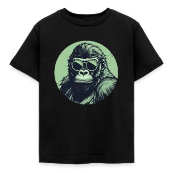 Gorilla with sunglasses, monkey, primate - Kids' T-Shirt - black - Front - AI Model Kid Female (0cm)