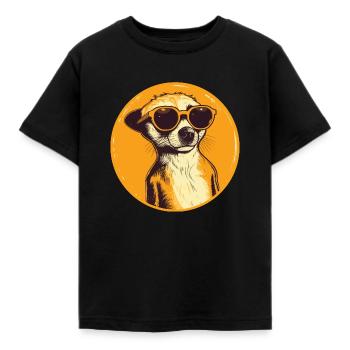 Meerkat with sunglasses, Suricate, Suntight - Kids' T-Shirt - black - Front - AI Model Kid Female (0cm)