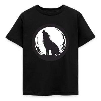Wolf, Wildhund, Grauer Wolf, Canis lupus - Kinder T-Shirt - Schwarz - Vorne - AI Model Kid Female (0cm)
