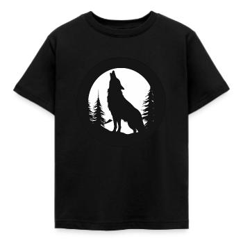 Wolf, Wildhund, Grauer Wolf, Canis lupus - Kinder T-Shirt - Schwarz - Vorne - AI Model Kid Female (0cm)