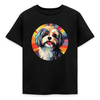 Shih Tzu Löwenhunde Chrysanthemenhund Shih Tzu - Kinder T-Shirt - Schwarz - Vorne - AI Model Kid Female (0cm)