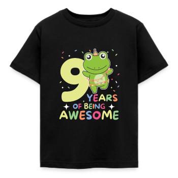 Frosch zum 9. Geburtstag Kinder neun Jahre alt - Kinder T-Shirt - Schwarz - Vorne - AI Model Kid Female (0cm)