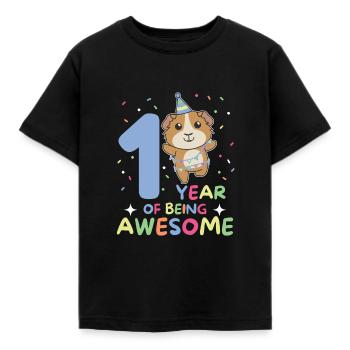 Meerschweinchen zum 1. Geburtstag für Kinder - Kinder T-Shirt - Schwarz - Vorne - AI Model Kid Female (0cm)