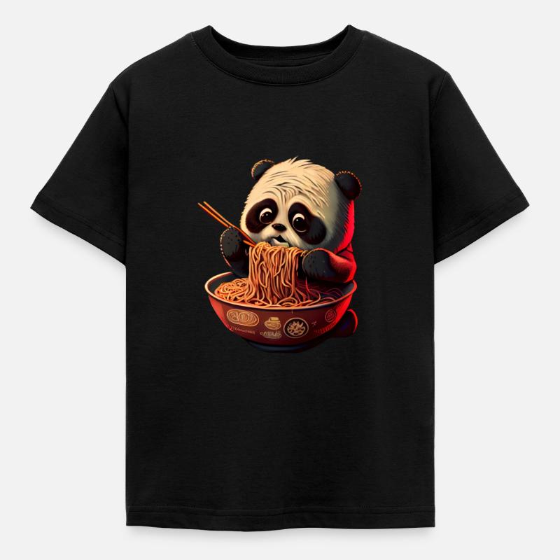 But first ramen sweet panda eats ramen - Kids' T-Shirt - black