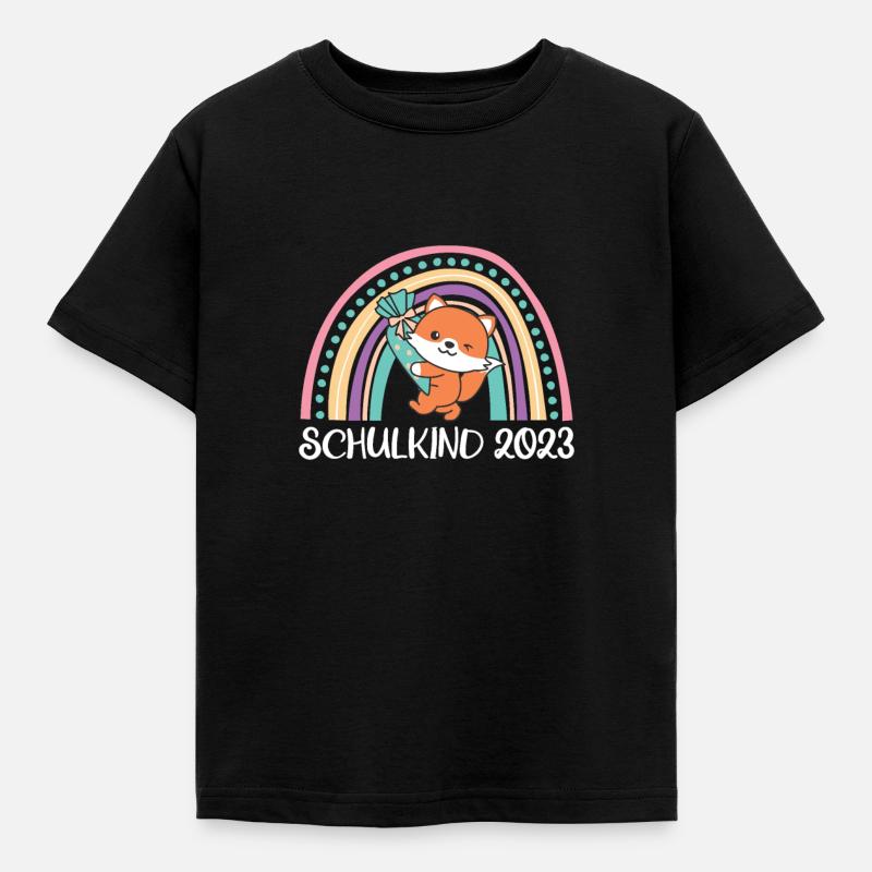 Schulkind 2023 Einschulung Fuchs Schule - Kinder T-Shirt - Schwarz