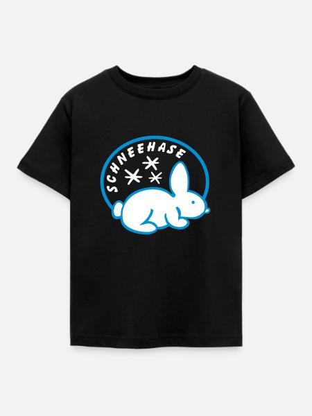 Schneehase 01 - 2farb - Kinder T-Shirt - Schwarz