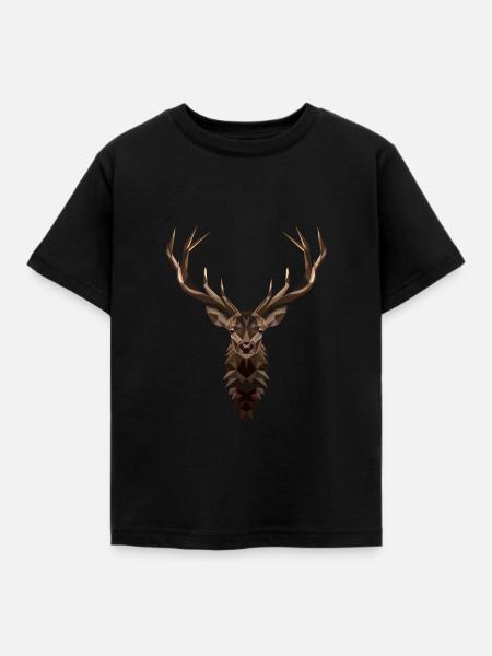 Hirsch - Kinder T-Shirt - Schwarz
