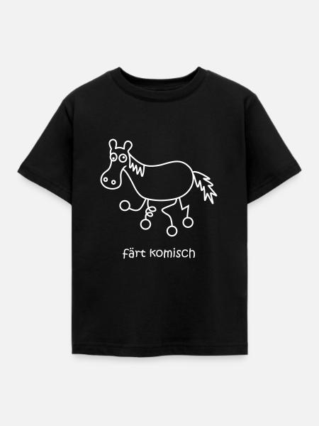 färt komisch, seltsames Pferd, Pferd mit Rädern - Kinder T-Shirt - Schwarz