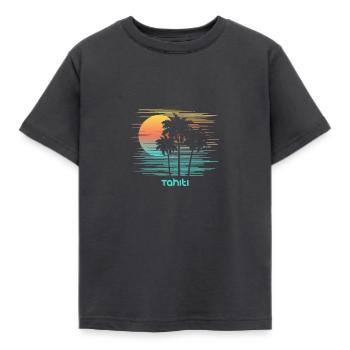 Tahiti Polynesien Stilvoller Souvenirurlaub - Kinder T-Shirt - Dunkelgrau - Vorne - AI Model Kid Female (0cm)