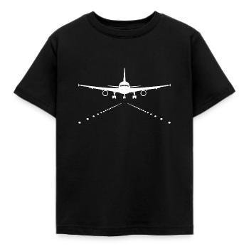 Flugzeug Pilot Landebahn Airline - Kinder T-Shirt - Schwarz - Vorne - AI Model Kid Female (0cm)