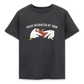 Easily Distracted By Yarn Knitting - Kinder T-Shirt - Dunkelgrau - Vorne - AI Model Kid Female (0cm)
