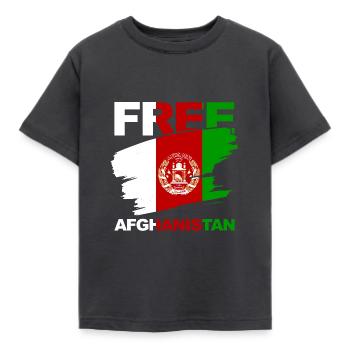 Free Afghanistan with Flag Afghanistan-Flag - Kinder T-Shirt - Dunkelgrau - Vorne - AI Model Kid Female (0cm)