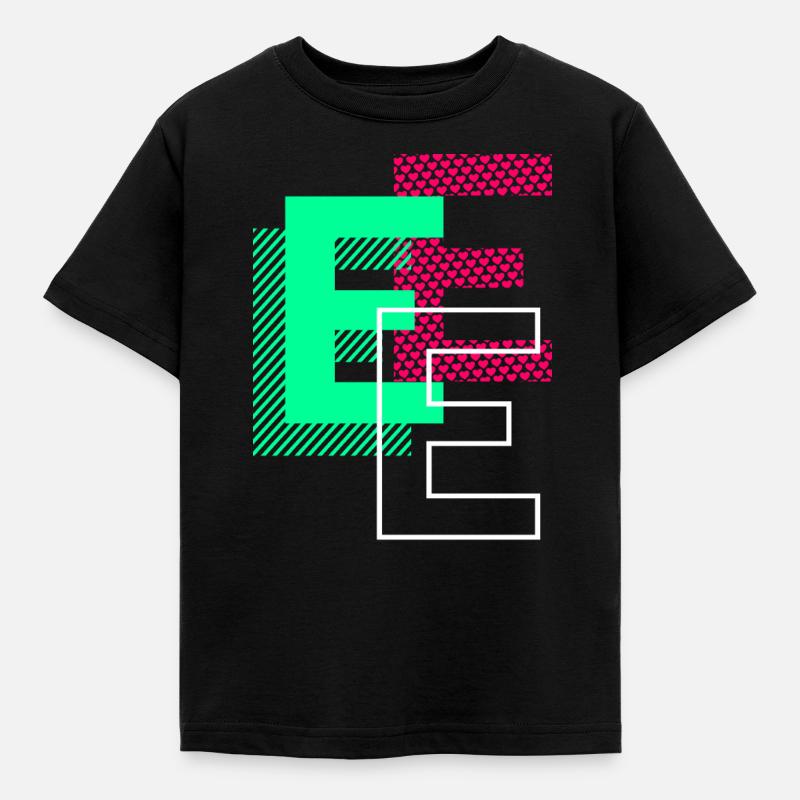 Anfangsbuchstabe E Design Geschenk - Kinder T-Shirt - Schwarz
