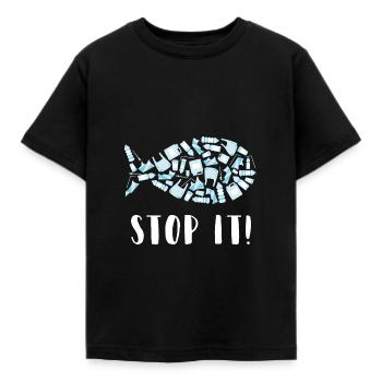 Inondation plastique océan mer animaux environnement upcycling - T-shirt Enfant - noir - Devant - AI Model Kid Female (0cm)