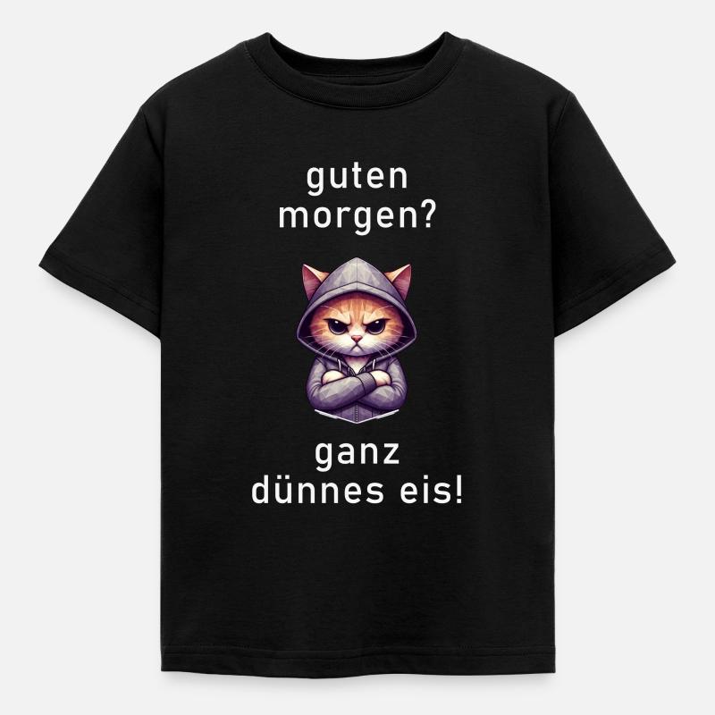 Ganz dünnes Eis mit Polygon Katze - Kinder T-Shirt - Schwarz