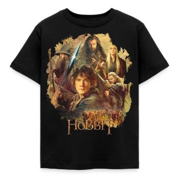 Der Hobbit Charaktere Um Bilbo Beutlin Mit Stich - Kinder T-Shirt - Schwarz - Vorne - AI Model Kid Female (0cm)