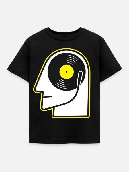 Vinyl-Kopfporträt - Kinder T-Shirt - Schwarz
