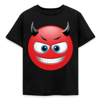 EMOJI grinning devil cool and funny design - Kids' T-Shirt - black - Front - AI Model Kid Female (0cm)