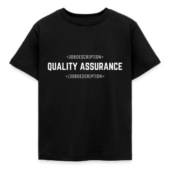 description du poste Assurance qualité blanc - T-shirt Enfant - noir - Devant - AI Model Kid Female (0cm)