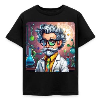 Crazy professor with glasses and smock - Kids' T-Shirt - black - Front - AI Model Kid Female (0cm)