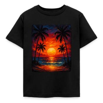 Golden Tropics – Wärme auf Leinwand - Kinder T-Shirt - Schwarz - Vorne - AI Model Kid Female (0cm)