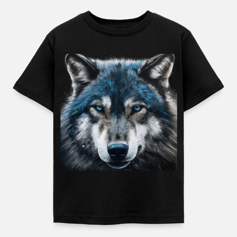 Wolf - Kinder T-Shirt - Schwarz