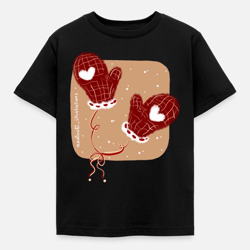 Handschuhe im Winter - Kinder T-Shirt - Schwarz