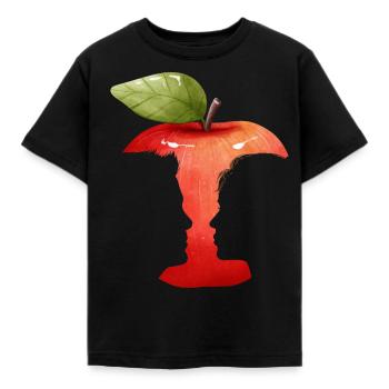 Silhouette des Apfelgesichts - Kinder T-Shirt - Schwarz - Vorne - AI Model Kid Female (0cm)