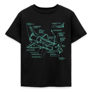 Retro Old School Shuttle Illustration - Kids' T-Shirt - black - Front - AI Model Kid Female (0cm)