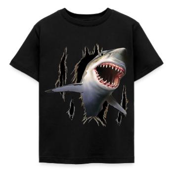 HAI AUS ZERRISSENEM SHIRT - Kinder T-Shirt - Schwarz - Vorne - AI Model Kid Female (0cm)