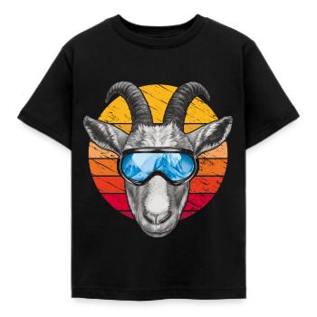 Lustige Ziege mit Skibrille - Kinder T-Shirt - Schwarz - Vorne - AI Model Kid Female (0cm)