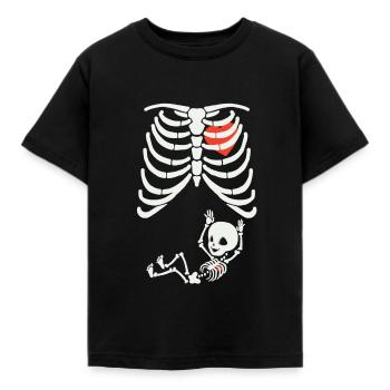 BABY BELLY SKELETON PREGNANCY RIBS GIFT - Kids' T-Shirt - black - Front - AI Model Kid Female (0cm)