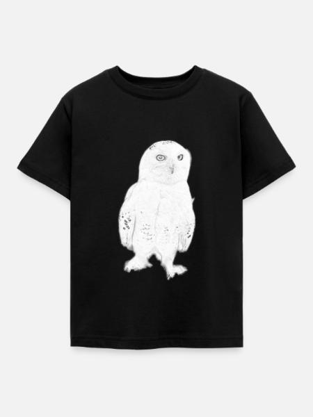 Eule Schneeeule Tiere Geschenk Idee Geburt Glück - Kinder T-Shirt - Schwarz