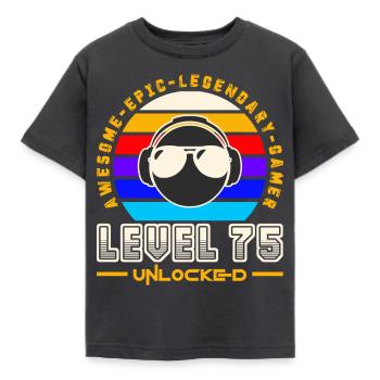 Level 75 - Kids' T-Shirt - dark grey - Front - AI Model Kid Female (0cm)