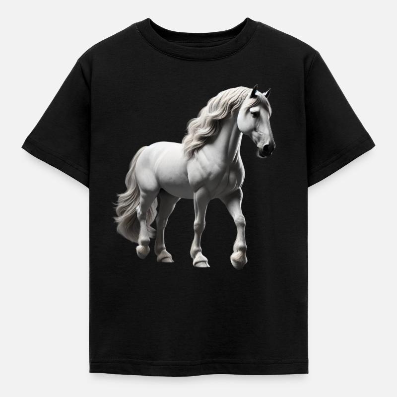 Cheval Gris Blanc - T-shirt Enfant - noir