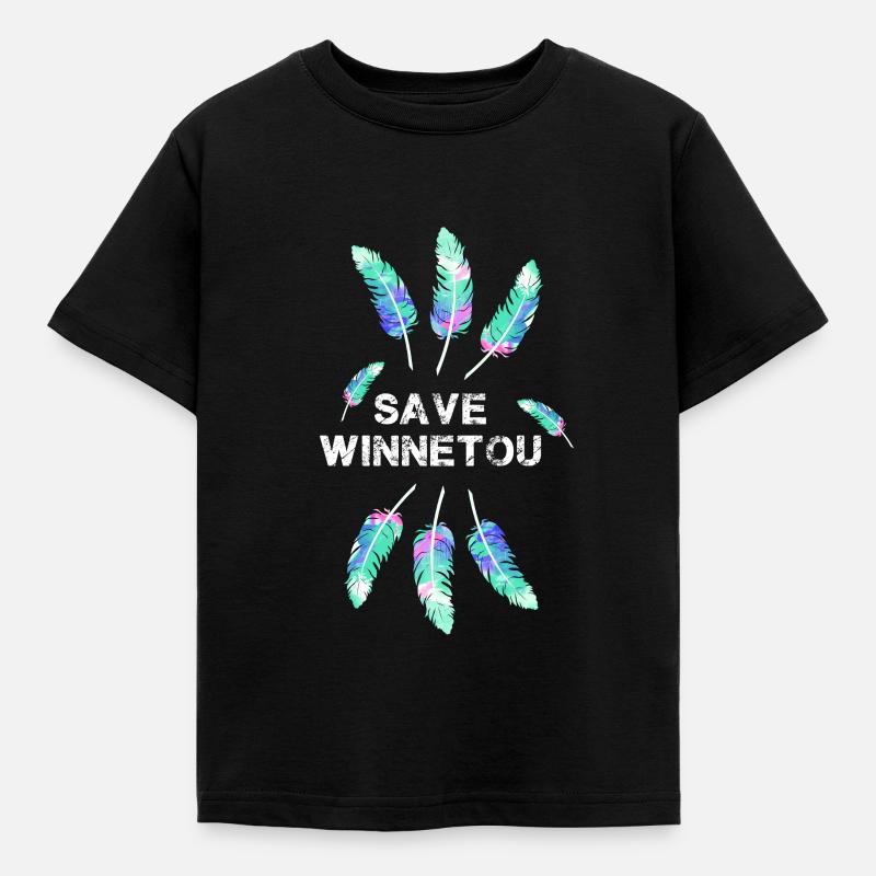 save winnetou,winnetou,feathers,illustration - Kids' T-Shirt - black