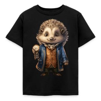 Hérisson élégant avec montre de poche - design mignon - T-shirt Enfant - noir - Devant - AI Model Kid Female (0cm)