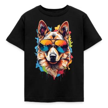 Cool German Shepherd with Sunglasses: Sweet Elegance - Kids' T-Shirt - black - Front - AI Model Kid Female (0cm)