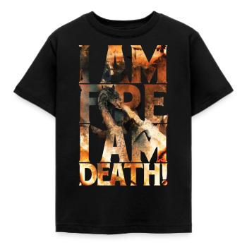 Der Hobbit Smaug Ich Bin Feuer, Ich Bin Der Tod - Kinder T-Shirt - Schwarz - Vorne - AI Model Kid Female (0cm)