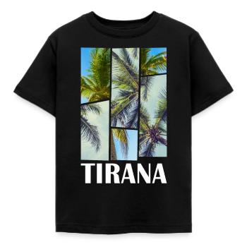 Tirana Tirane Albanie Été Palmiers Plage Mer - T-shirt Enfant - noir - Devant - AI Model Kid Female (0cm)