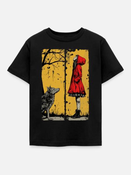 Rotkäppchen und der Wolf - Kinder T-Shirt - Schwarz