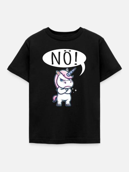 Einhorn Nö Bockig - Kinder T-Shirt - Schwarz