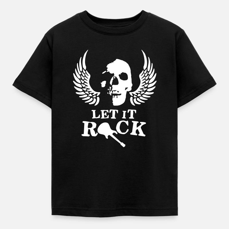 rock__roll_wing_skull_112013_c_1c - Kinder T-Shirt - Schwarz