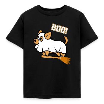 Sød Halloween hund BOO - Børne-T-shirt - sort - Foran - AI Model Kid Female (0cm)