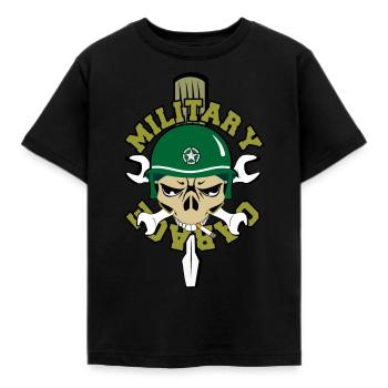 Military garage Wheeled Vehicle Mechanic - Kids' T-Shirt - black - Front - AI Model Kid Female (0cm)